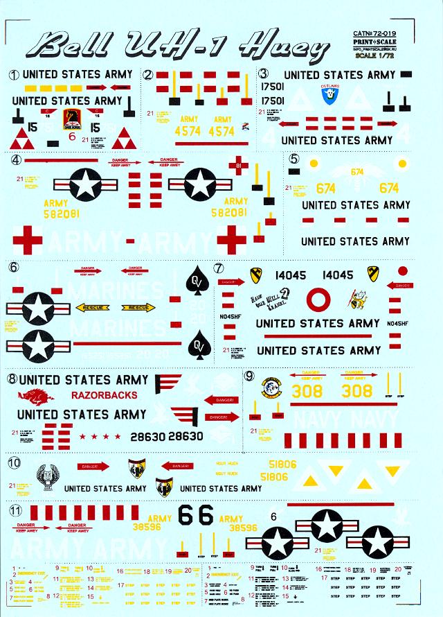 Print Scale Decals 172 Bell Uh 1 Huey Helicopter